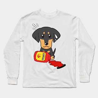 Funny Dachshund Spilled Hot Sauce Long Sleeve T-Shirt